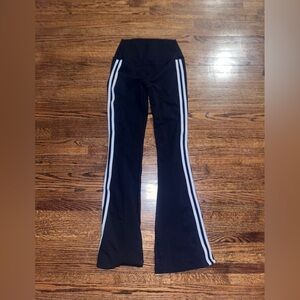 Splits59 Black Flared Leggings with White Side Stripes